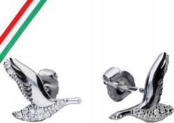 Lovrin 925-ös ezüst fülbevaló, madárka formájú, világos cirkónia kövekkel, stekkeres, ajándéknak (Lovrin)