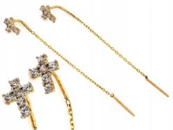 Lovrin Arany 585-ös Áthúzós Fülbevaló Kereszt Cirkóniákkal 1, 12g ajándékba kereszt (56738167)