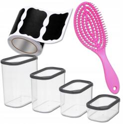  Élelmiszertároló doboz szett 4 db Feliratok/Címkék üvegekre Tisztítókefe (Pudełko do przechowywania 4szt i naklejki)