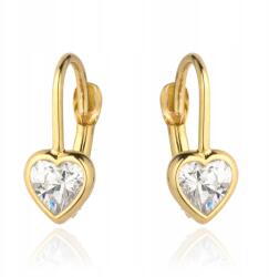 Lovrin Szív alakú fülbevaló, 1, 39g, 585-ös sárga arany, fehér kővel (60713368)