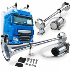  Duda Tir Trombita Fanfara Kompresszor 12V Hangos Pneumatikus 150DB Króm