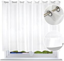 NOW-ART Egyszerű függöny szegéllyel, 300x150 cm, ringlis, sima függöny karikákkal (Firany gotowe z lamowka biala kółka 3m 1)