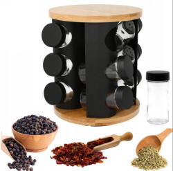 Brunbeste Fűszertartó 12 Tartállyal, Masszív Állvánnyal Fűszerekhez Brunbeste Fekete (2735)