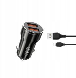 XO CC48 autós töltő 2x Usb 2, 4A fekete Lightning kábel (5901705812231)