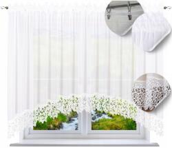 NOW-ART Kész függöny csipkével, 170x200 cm, íves, sima voile függöny csipkével (Firana z koronką krótka kuchnia 170)