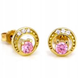 Lovrin Arany fülbevaló 585 rózsaszín cirkónia kővel, divatos mintával ajándékötlet nőknek (Lovrin 62945)