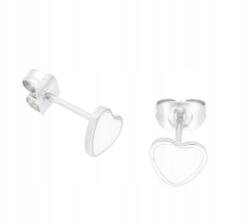  Fehér szív alakú fülbevaló sebészeti acélból (98791)