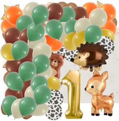 Lewer Balon Szett Első Születésnapra, Mackós És Őzikés Füzér, Balonkapu Díszítés, Lufik, Banner