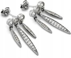 Lovrin 925-ös ezüst fülbevaló, lógós, stekkeres, cirkónia kövekkel, elegáns és különleges