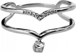 Lovrin Elegáns, 925-ös ezüst gyűrű cirkóniákkal, 21-es méret, lelógó fehér cirkónia (Lovrin 67255)