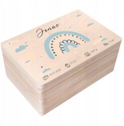 Creative Deco Gravírozott emlékdoboz ajándékba születésre, keresztelőre, születési adatokkal, 30x20x14 cm (JANCDSD130BCUSTOMRAINBOWBMEMBOXFBM)