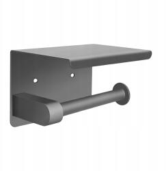  Falra Szerelhető Toalettpapír Tartó Fürdőszobába Polccal, Matt Szürke Acél (TB000016)