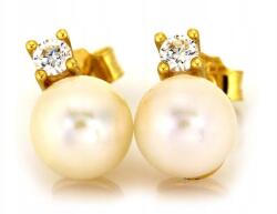 Lovrin Finom, 585-ös arany fülbevaló gyönggyel és cirkóniával, stekkeres, ajándéknak, 14 karátos (Lovrin)
