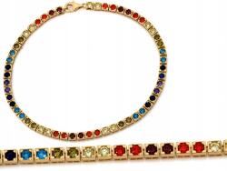 Lovrin Arany karkötő 585 tenisz színes cirkónia kövekkel, érdekes minta ajándékba (Lovrin)