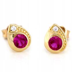 Lovrin Arany fülbevaló 585 könnycsepp alakú, lila cirkónia kövekkel, divatos design, ajándék, 14k (Lovrin 62918)