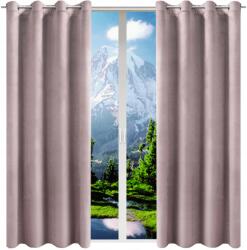 NOW-ART Welúr függöny szett 140x270 karikákkal Kész függönyök nappaliba, különböző színekben (Zasłony welurowe na przelotkach róż 270)