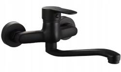 Fali Mosdó Csaptelep Fekete Forgatható Csaptelep Hosszú Fürdőszobai Kifolyócsővel (6002028)