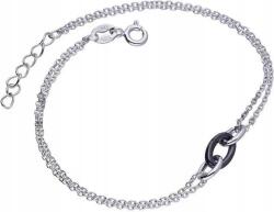 Lovrin 925-ös ezüst karkötő fekete kerámiával, dupla láncos, divatos női (Lovrin 92122)