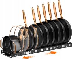  Állítható Edényfedő Tartó 14 Rekeszes Fém Szervező 58 x 18 cm (B201S)