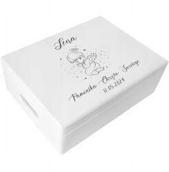 Creative Deco Emlékdoboz keresztelőre gravírozott ajándék szent keresztelő emlék 40x30 (JANCDSD140CUSTOMBAPTISMANGELTPTFBM-W)