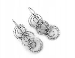 Lovrin 925-ös ezüst függő fülbevaló, hosszú, karika formájú, kő nélküli, 5, 56g (44240072)