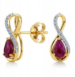 Lovrin 585-ös fehér- és sárga arany fülbevaló rubinnal és gyémántokkal, hölgyeknek (Jubiler Lovrin)