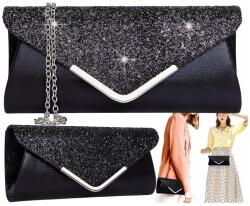 EdiBazzar Fekete női alkalmi borítéktáska, kis méretű, láncos, pénztárca (5905884049297)