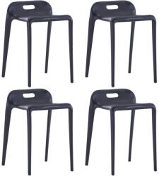 vidaXL 4 db fekete műanyag rakásolható szék (247281)