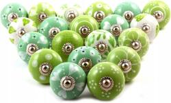 Kerámia Gombok 20 Db Zöld-fehér Kézzel Készített (boh-gre20)