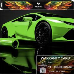 Színes Ppf Fólia Phoenix Protect Autó Színváltó Fólia Fényes Viper Zöld (Folia PPF Gloss Viper Green 152cmx16m)