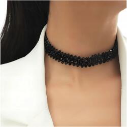 EdiBazzar Choker női nyaklánc fekete strasszokkal elegáns nyakörv kristályokkal (Wieczorowy naszyjnik damski z kryształkami)