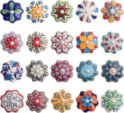 Színes Kerámia Gombok Mintákkal 20 Db Szekrényekhez Fiókokhoz Dekorációs (GRES-20)