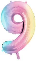 PartyDeco S. r. o 9. szám, fólia lufi, 86 cm, pasztel szivárvány