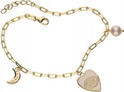 Lovrin Ezüstözött aranyozott 925-ös karkötő charmokkal, 4, 00 modern divatos minta (Lovrin 51392)