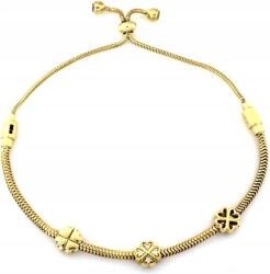 Lovrin 925-ös ezüst karkötő, aranyozott, átfűzős, három lóherével (Lovrin)