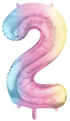 PartyDeco S. r. o 2. szám, fólia lufi, 86 cm, pasztel szivárvány