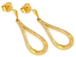 Lovrin 925-ös sterling ezüst, aranyozott, cirkónia köves, függő fülbevaló, 2.60g, divatos, nőknek (62501669)