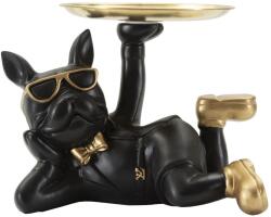 Mauro Ferretti Fekvő kuta tállal fekete/arany 23, 5x13x18, 5 cm
