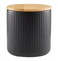 Ambition Curly kerámia tartály bambusz fedéllel 600ml fekete (20202)
