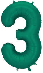 PartyDeco S. r. o 3. szám, fólia lufi, 86 cm, üveg zöld