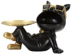 Mauro Ferretti Fekvő kutya tállal fekete/arany 27x17x18, 5 cm