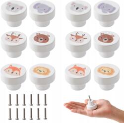 Díszítő Fa Gombok Gyerekeknek Állatkák 12 Db Róka Elefánt Oroszlán (ESU-12)