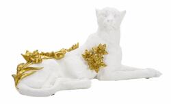 Mauro Ferretti Leopárd dekoráció virágokkal fehér/arany 53x21.5x24 cm