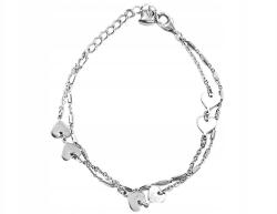 Lovrin 925-ös ezüst láncos karkötő szívecskés díszekkel, szív alakú lapocskákkal ajándéknak is kiváló