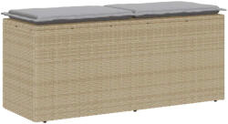 vidaXL bézs polyrattan kerti pad párnával 110x40x44 cm (4104148)