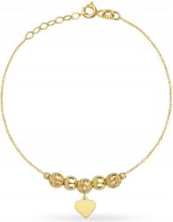 Lovrin Arany női karkötő 585 áttört gömbökkel, függő szívvel 1.87g ajándék (lovrin85783)