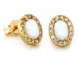Lovrin Arany fülbevaló 585-ös opállal és cirkóniákkal, stifttel záródó, Markíza mintás (Lovrin)