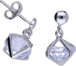 Lovrin Ezüst fülbevaló 925-ös tűs, térbeli cirkónia kövekkel, divatos női ezüst (Lovrin 47708)