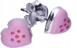 Lovrin Ezüst fülbevaló 925 rózsaszín szívecskék 0, 60g női divatos ezüst beszúrós (Lovrin 47695)