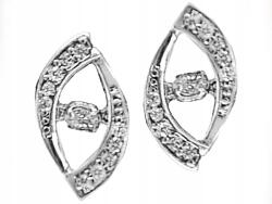Lovrin 925-ös ezüst mandula fülbevaló cirkónia kövekkel, fehér köves, csepp alakú, stekkeres (107617)